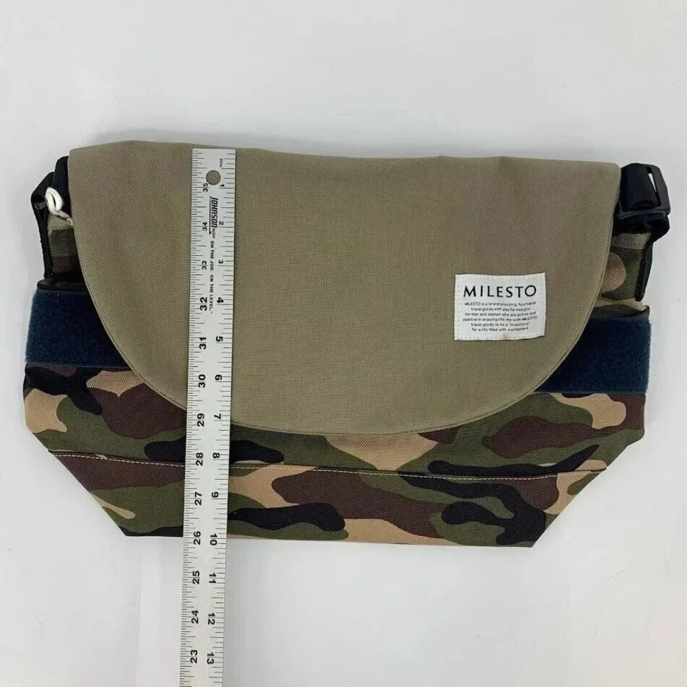 Milesto Camouflage Canvas Medium Multi Pocket Strap‎ Messenger NWT
